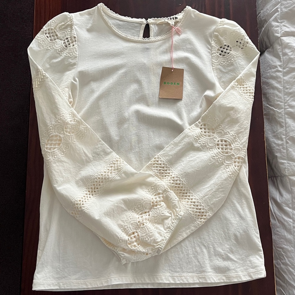 Boden New Millie Lace Mix Top SZ 6 - Picture 8 of 8